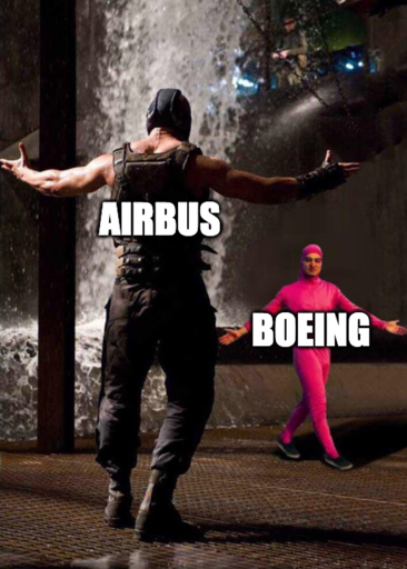 Pink Guy "Boeing" vs Bane "Airbus" Meme 