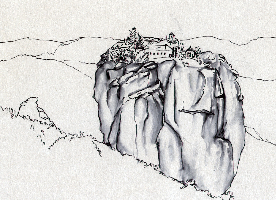 A monastery perched on a steep rock