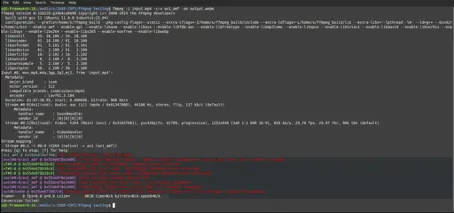 Picture of an error when using ffmpeg in the terminal
