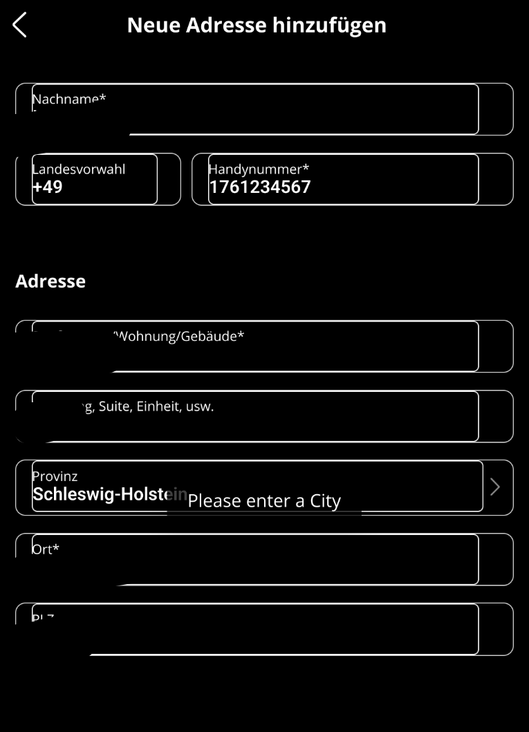 screenshot of the website, showing I need to enter a city, while I entered a city